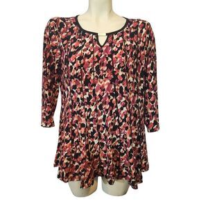 Women's Ava & Grace Floral Print Top - Multicolor‎ Size Medium